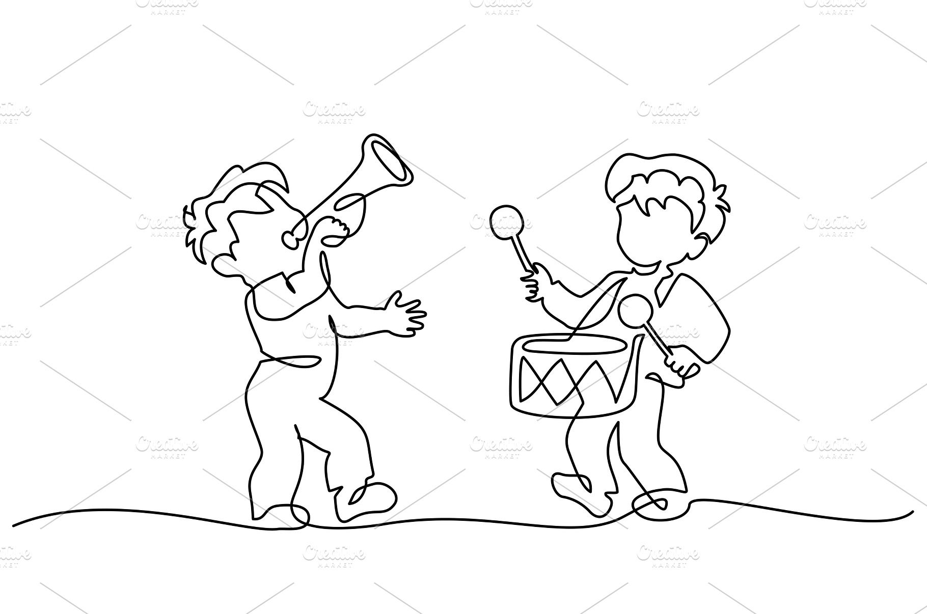 Little boys play with drum and, a Holiday Photo by Valenty
