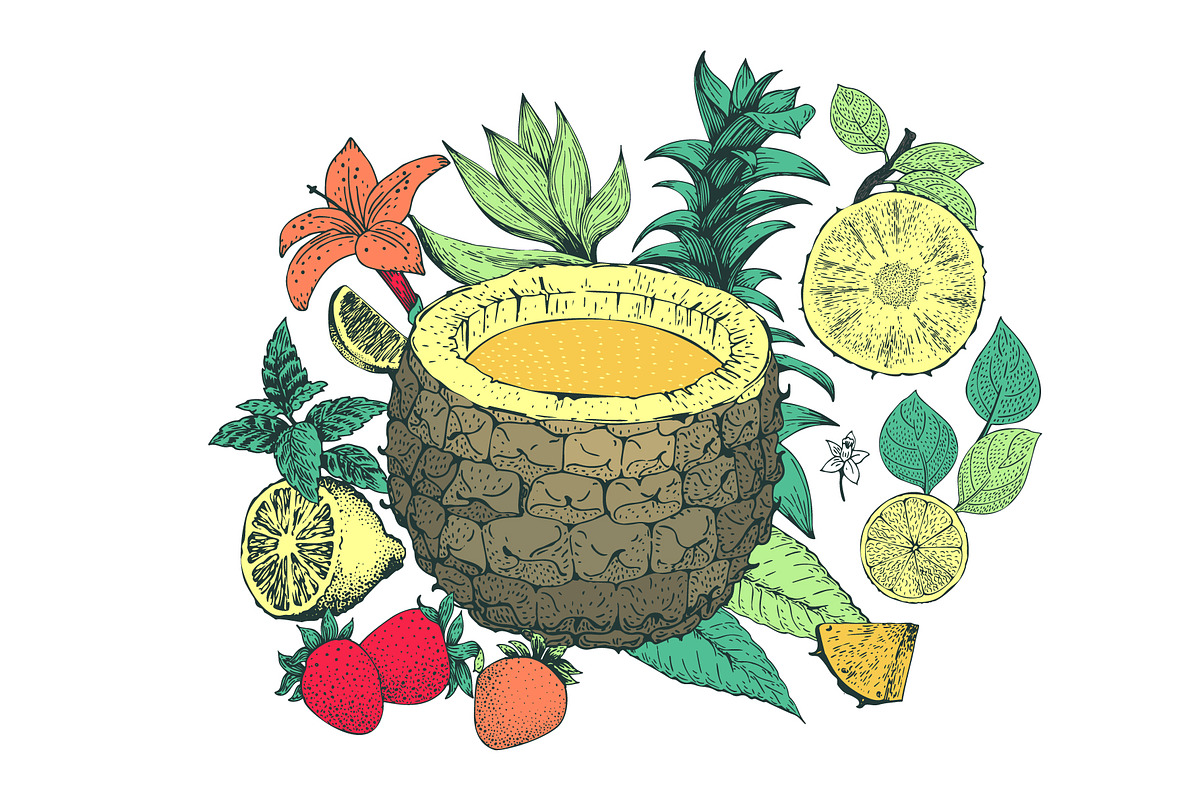 Pineapple Vector Collection, a Food Illustration by Lubov Illustrations Shop (Photo 4 of 6)