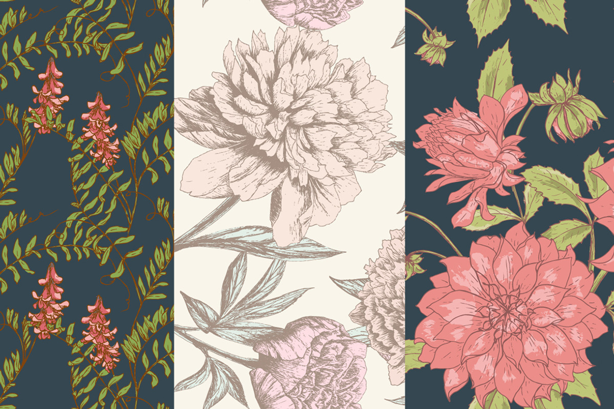 Hand Drawn Floral Vector Patterns, a Pattern Graphic by MeadowFox (Photo 6 of 8)