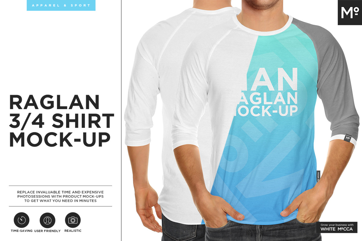 Raglan 3/4 Shirt Mock-up, a Shirt Mockup by Mocca Mockups Store