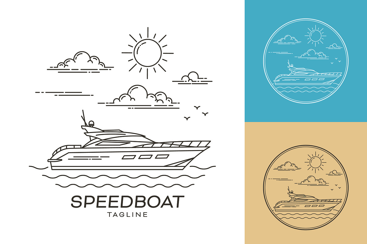 Minimalist speedboat logo, a Branding & Logo Template by Saba Vector