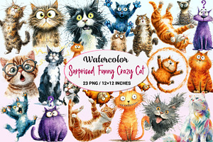 Surprised Funny Crazy Cat Clipart, a Graphic by CitraGraphics