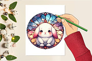 Bunny Round Stained Glass Png, an Illustration by DreamCafeArt (Thumbnail 4 of 6)