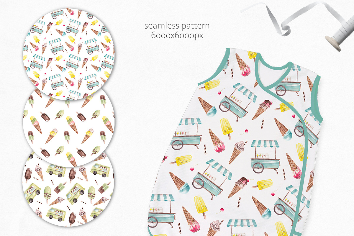 Watercolor Ice Cream Collection, a Food Illustration by YuliyaArtGarden (Photo 9 of 11)