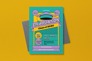 Flat Design Graduation Invitation