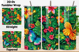 3D Tropical Garden Tumbler Wrap