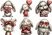 Whimsical Valentine Bunny Clipart, an Animal Illustration by Black Bird Studio (Thumbnail 3 of 6)