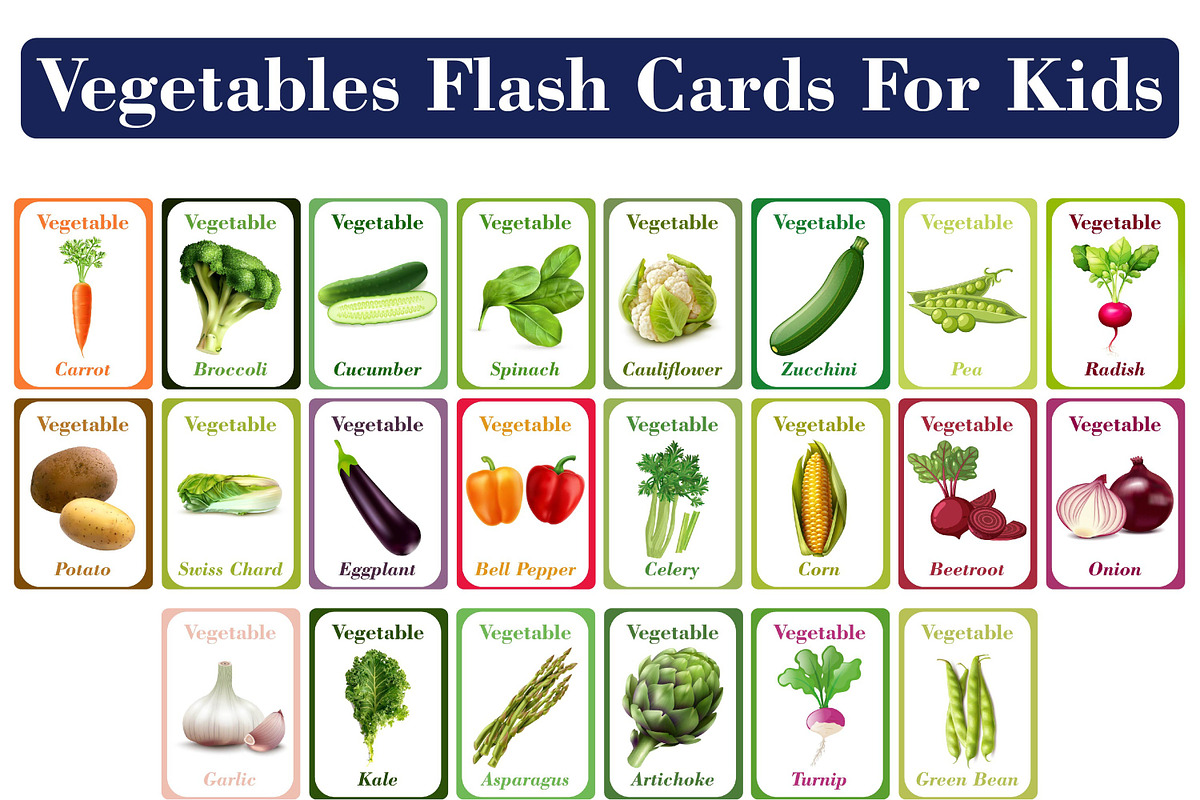 Vegetable Flash Cards for Kids, a Card Template by DigitalsDesigns (Photo 1 of 4)