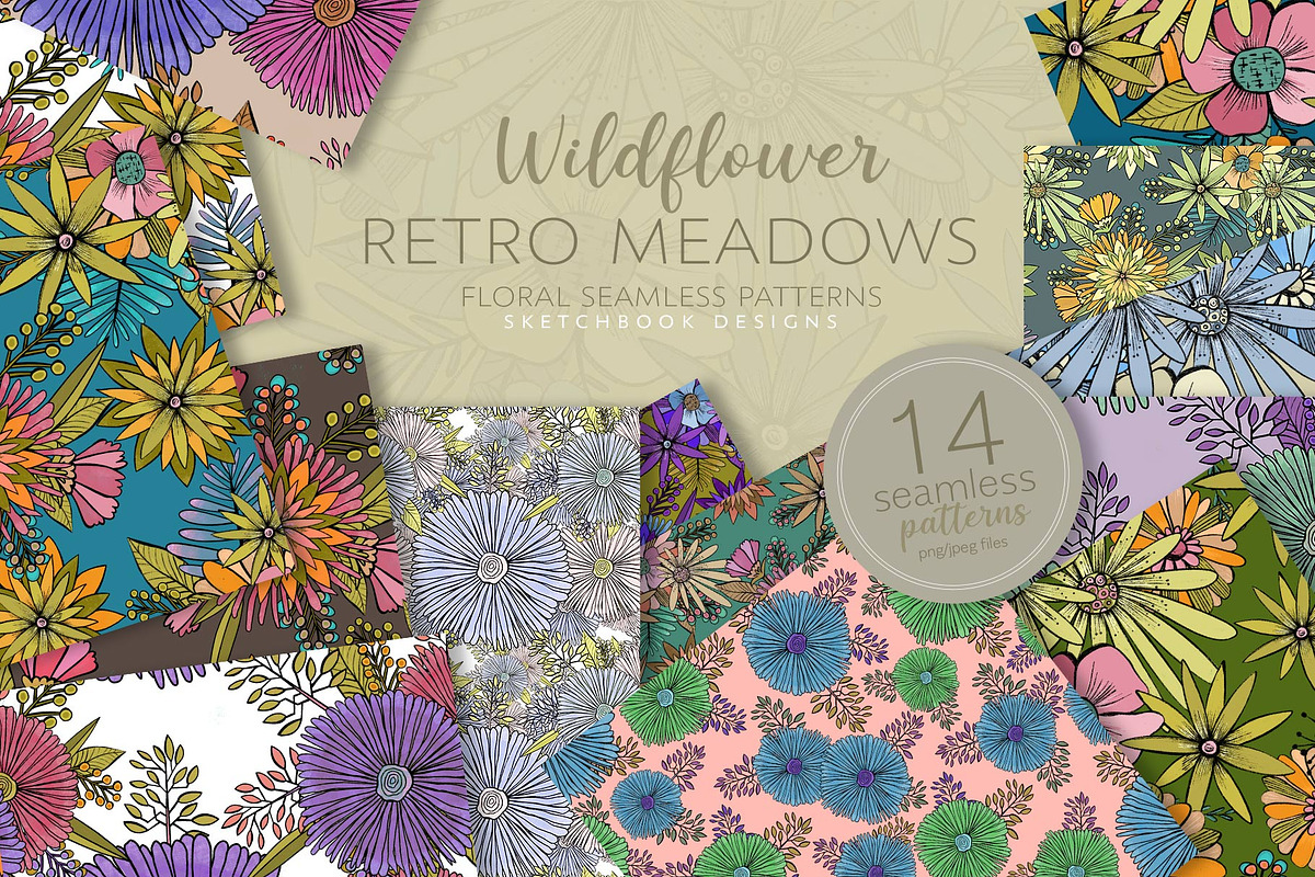 Wildflower Meadows Pattern Set, a Pattern Graphic by Sketchbook Designs (Photo 3 of 10)