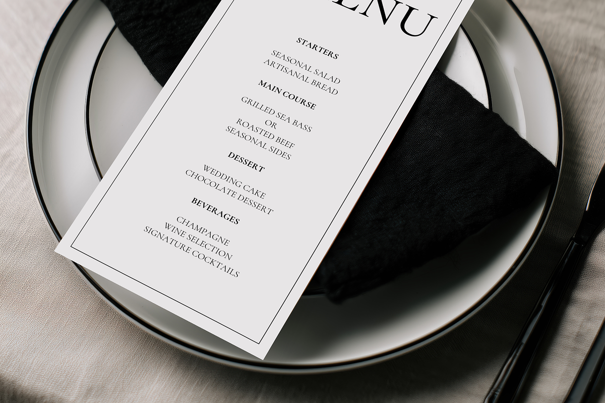 Black & White Wedding Menu Mockup, an Advertising Mockup by Serenefeeling (Photo 4 of 6)