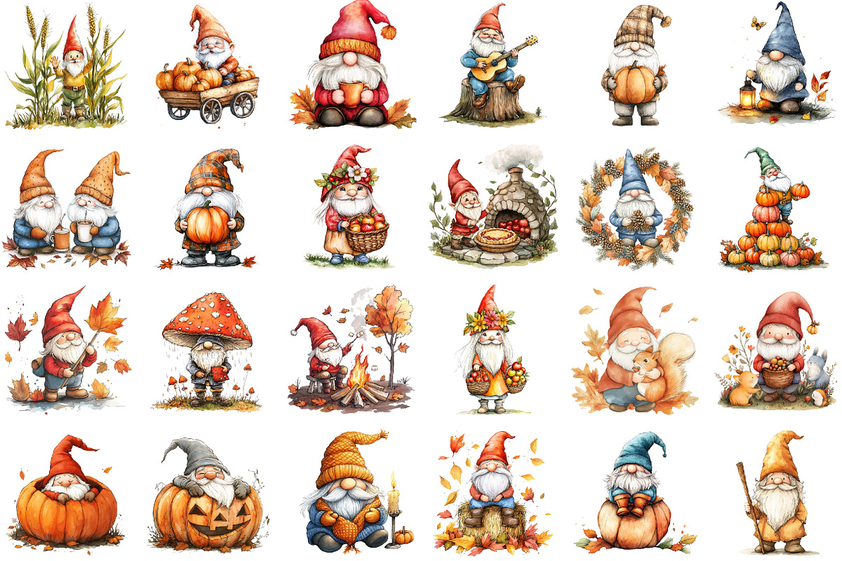 Cute Fall Gnomes Clipart - Gnome Png, an Illustration by Sublimation Artist (Photo 2 of 6)