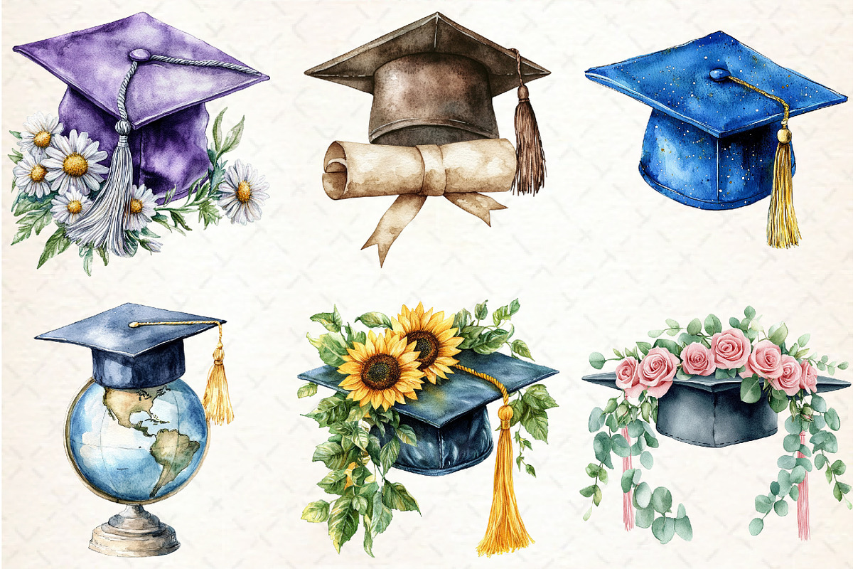 Graduation Cap Clipart, an Illustration by Libby Wishes (Photo 3 of 5)