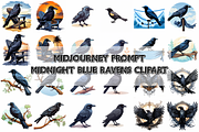 Prompt Midnight Blue Ravens Clipart, a Decorative Illustration by Creative design (Thumbnail 1 of 7)