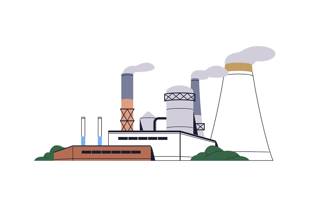 Factories, industry plants set, an Object Illustration by PaperTrident (Photo 5 of 9)