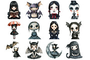 Whimsical Gothic Vampire Dolls, an Illustration by Design Market (Thumbnail 2 of 3)