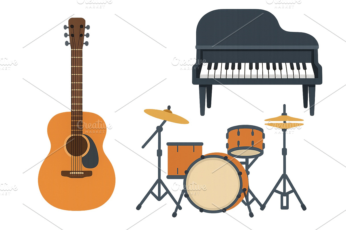 Musical instruments displayed, an Illustration by ZinetroN