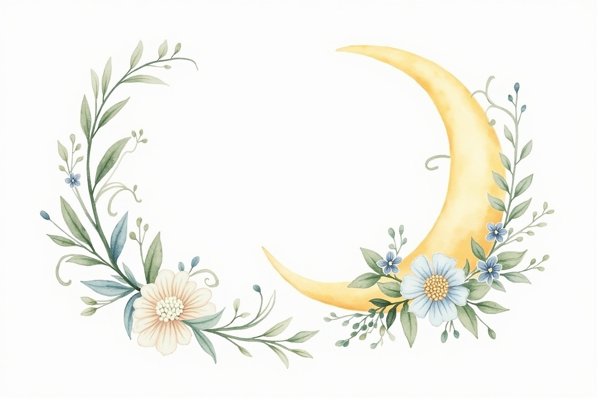 Floral Crescent Moon Watercolor Clip, a Graphic by Gaye Art (Photo 16 of 17)