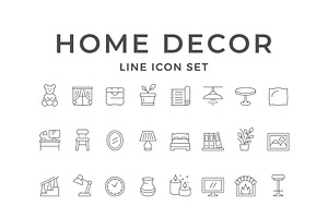 Set Line Icons Of Home Decor