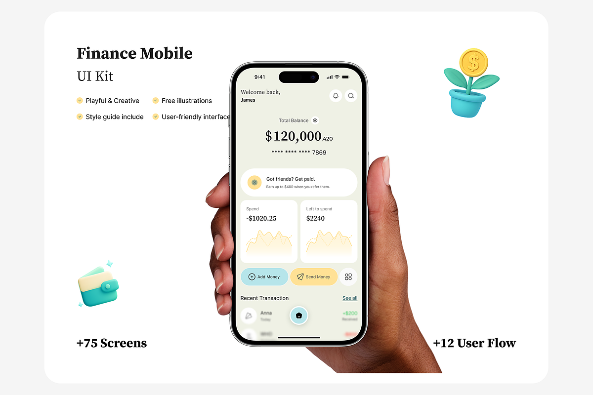 Fonio Finance Mobile App Kit, an App Template by DjectStudio (Photo 1 of 6)