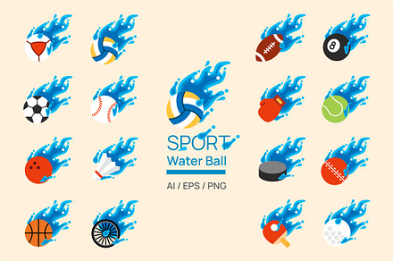 Sports Water Ball splash element