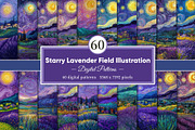 Starry Lavender Field Illustration, a Decorative Illustration by Housui Patterns (Thumbnail 1 of 12)