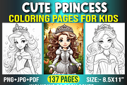 137 Cute Princess Coloring Book for, a Stationery Template by Design Station (Thumbnail 1 of 6)