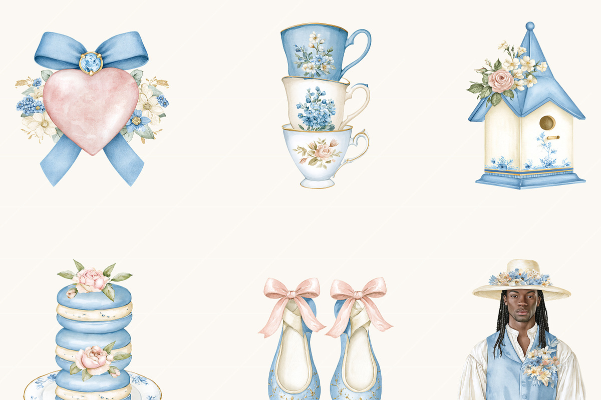 Watercolor Blue Elegant Clipart, an Object Illustration by BusyDaydesign (Photo 3 of 9)
