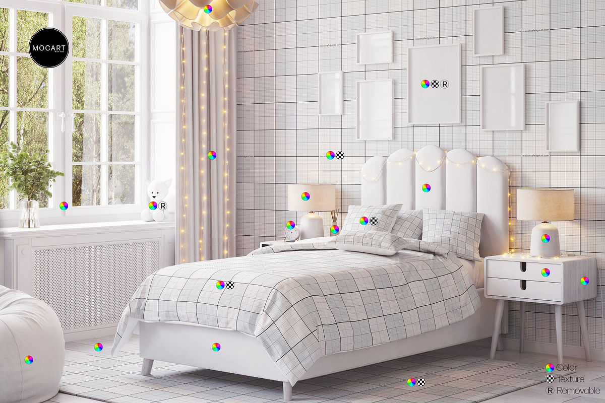 Kids Bedroom Wallpaper, Bedding v2, a Household Mockup by Mocart (Photo 8 of 10)