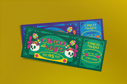 Art Deco Cinco De Mayo Ticket, a Card Template by graphicook