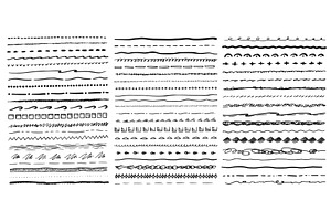 Vector Set Of Pen Lines Or Brushes