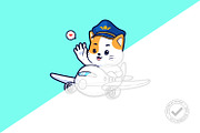 Cute Cat Pilot Riding Airplane Icon, an Animal Illustration by tkzgraphic (Thumbnail 2 of 3)