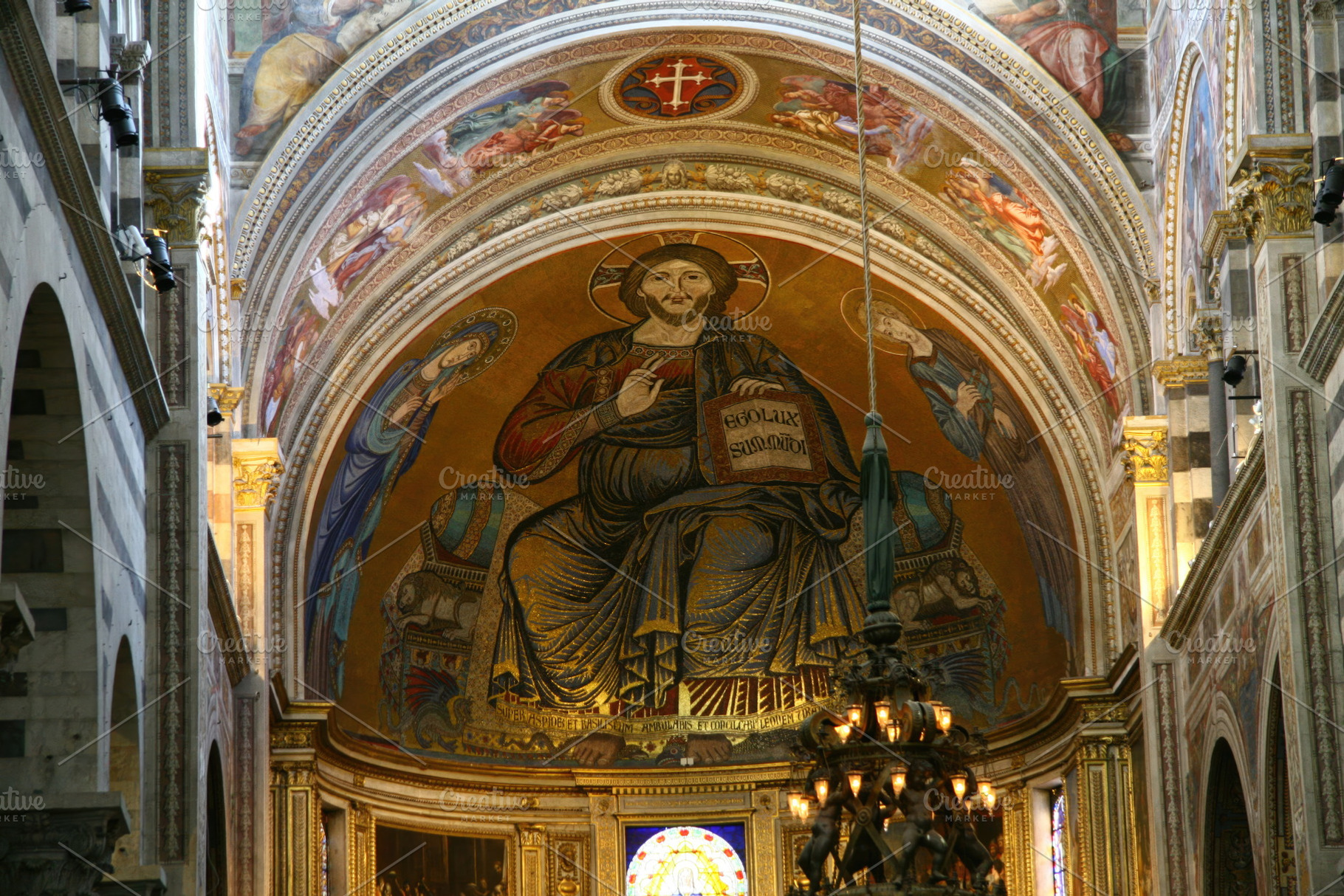 Majestic mosaic of christ pantocrator inside pisa cathedral, an Abstract Photo by Antonio Gravante Market