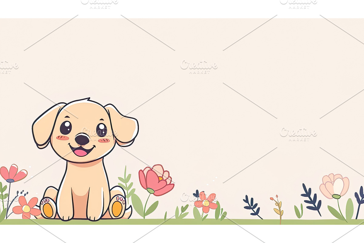 cute illustration of puppy in floral, an Object Illustration by Lermont51