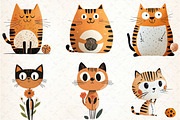 Quirky Cats Hand-drawn Clipart, an Illustration by DreamCafeArt (Thumbnail 8 of 8)