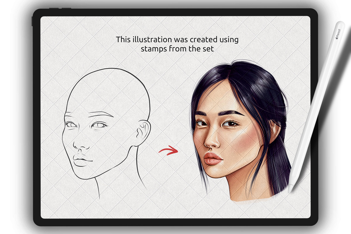 Asian Women Face Stamps Procreate, a Brush Add-On by Procreate Market (Photo 4 of 4)