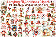 Ladybug Elf,Christmas Clipart, an Illustration by Sublimation Artist (Thumbnail 1 of 6)