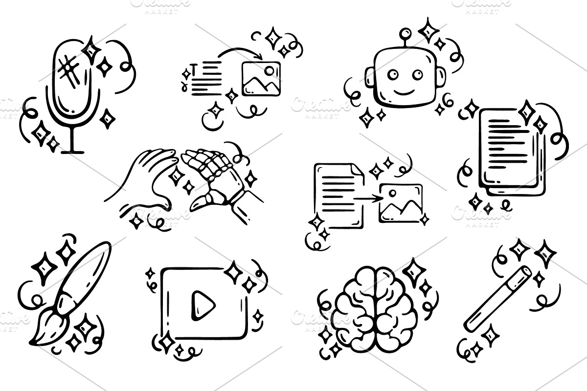 Doodle set of AI technology elements, an Object Graphic by Design by Irihaha (Photo 3 of 4)