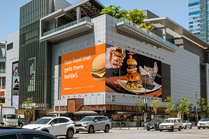 Urban Corner Billboard Mockup PSD