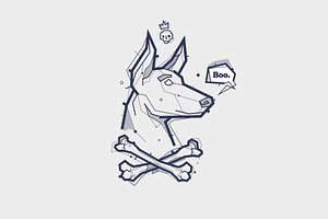 vector tattoo illustration with dog