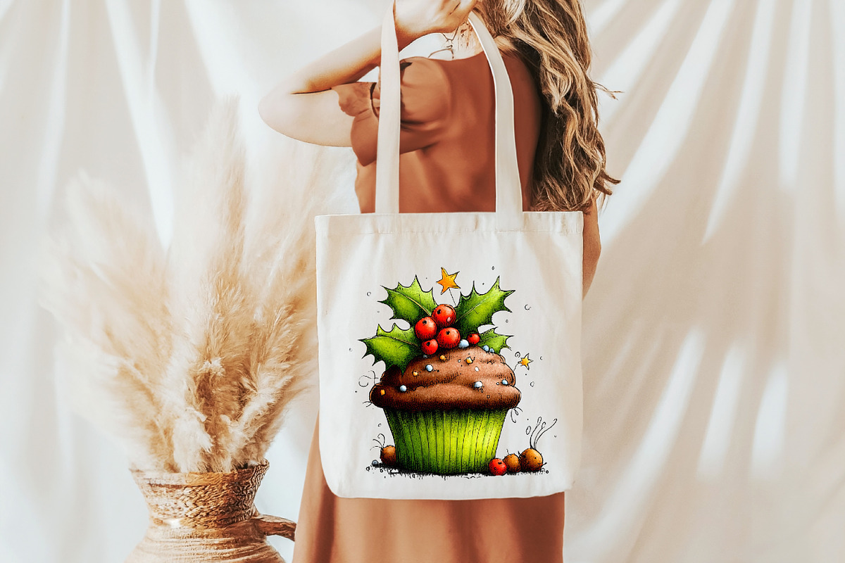 Whimsical Christmas cupcake Clipart, a Seasonal Illustration by Designworld (Photo 9 of 10)