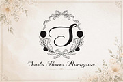 Savitri Flower Monogram, a Handwritten Font by Yoga Letter (Thumbnail 1 of 6)