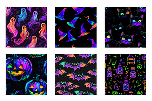 Neon Halloween Digital Paper