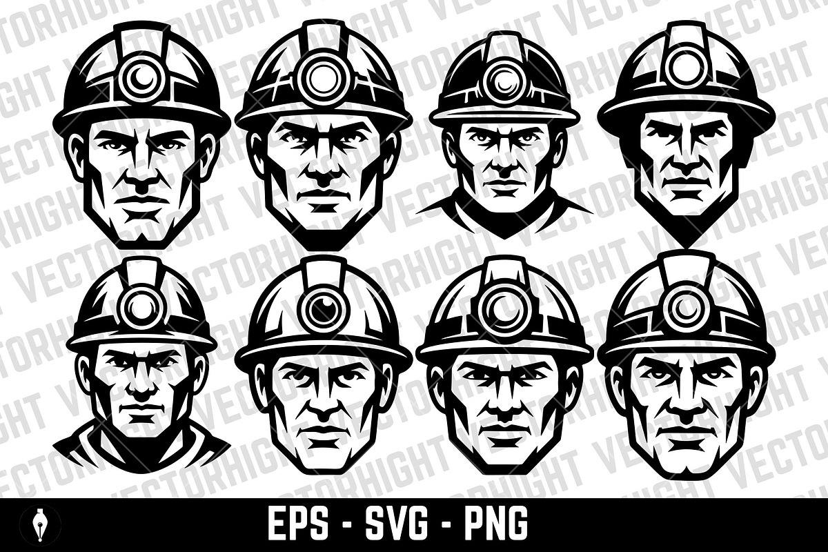 Vector logo of a focused miner, a Person Illustration by Vectorhight (Photo 1 of 5)