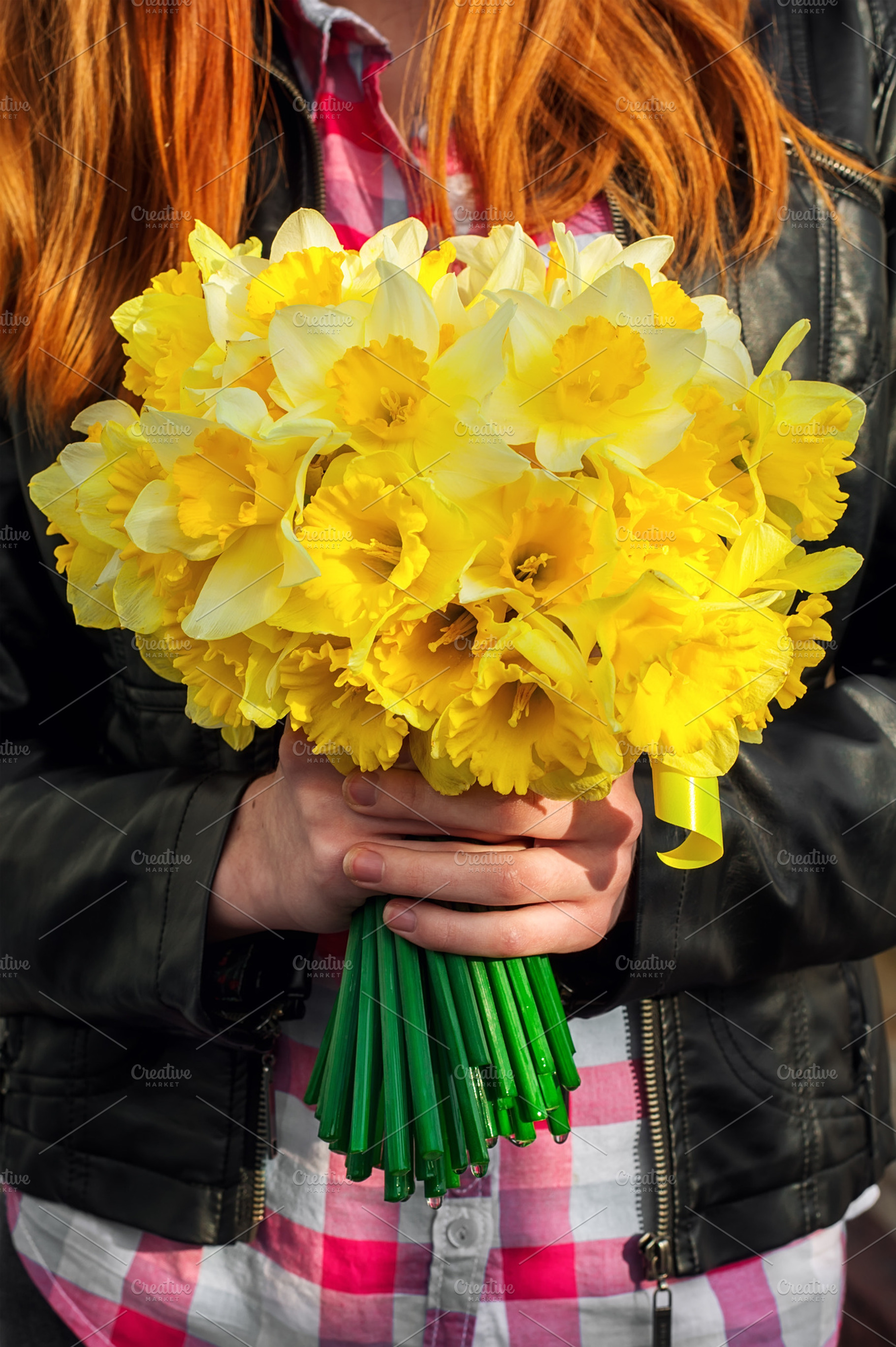 figure girl with bouquet of daffodil, a Person Photo by MLunov MLunov