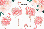 Tropical Flowers & Flamingos ClipArt, an Illustration by Pretty Little Lines (Thumbnail 3 of 15)