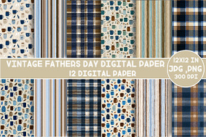 Vintage Fathers Day Digital Paper, a Pattern Graphic by Designking