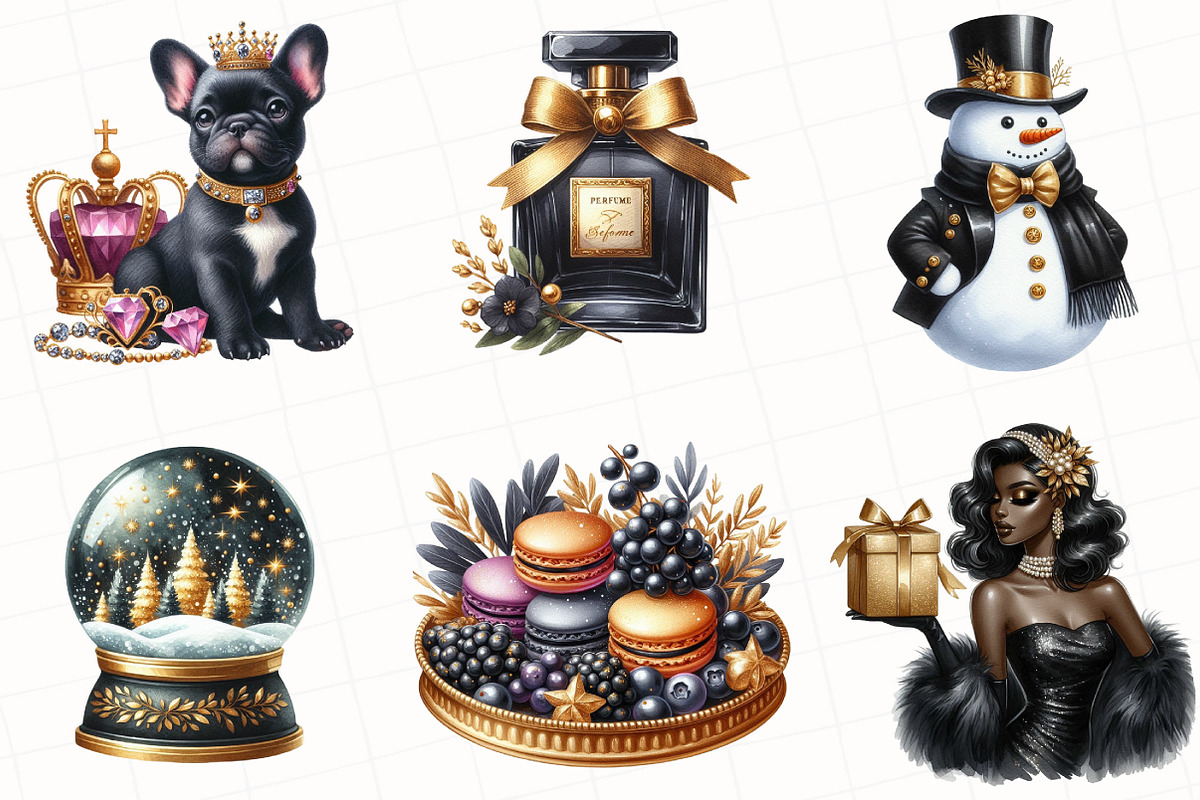 Luxury Black Christmas Clipart, an Illustration by OK Design (Photo 2 of 5)
