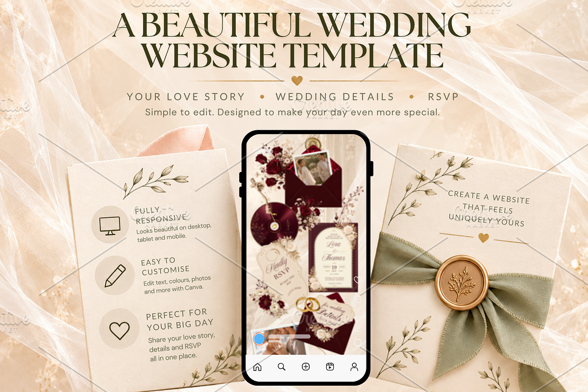 Wedding Website Template Editable, a Social Media Template by Digiteve (Photo 6 of 7)
