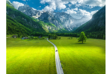 Aerial view of road in alpine, a Nature Photo by den-belitsky