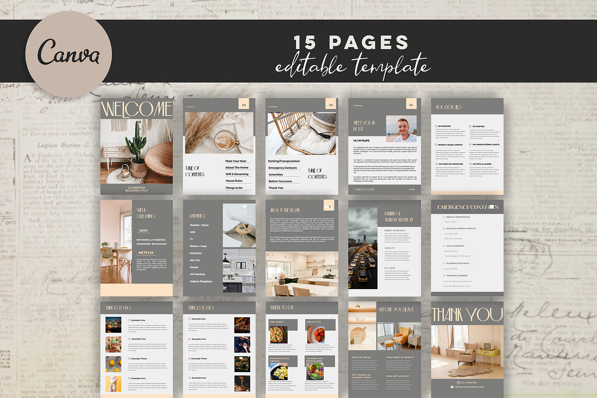 Air Bnb Welcome Book Canva Template, a Brochure Template by Design House (Photo 2 of 10)